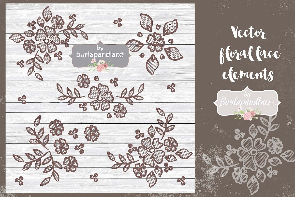 Vector floral lace elements example image 1