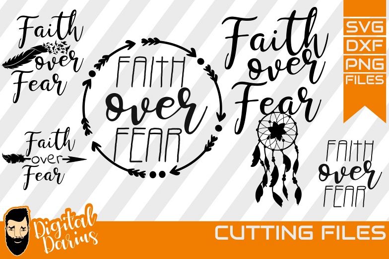 3x Faith over fear Svg, Feather svg, Digital, Dreamcatcher example image 1