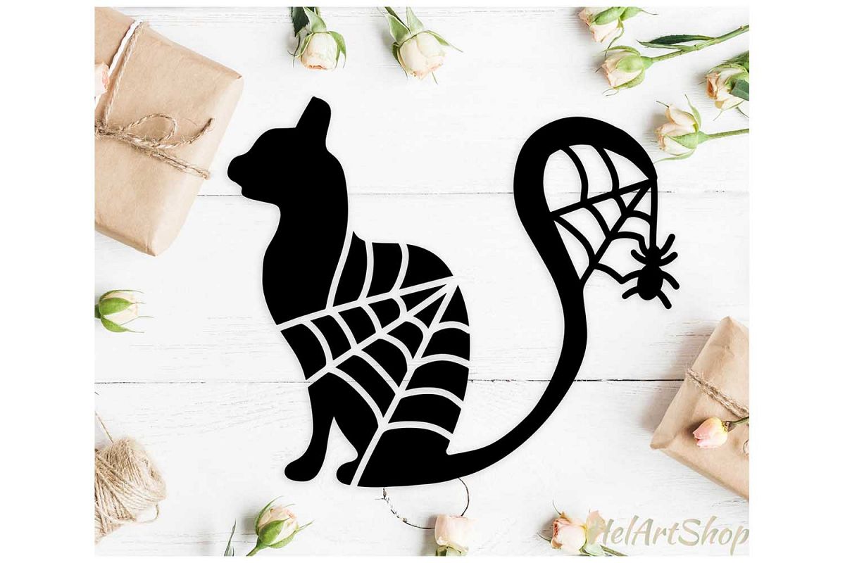 Halloween cat svg, black cat svg, happy halloween svg example image 1