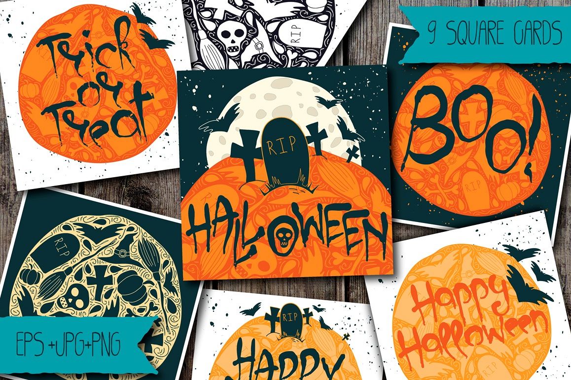 9 Halloween Greeting Cards example image 1