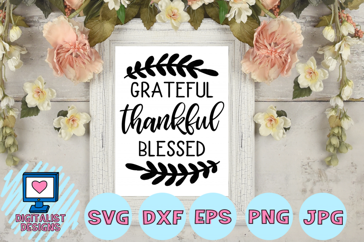 grateful thankful blessed SVG | Thanksgiving SVG example image 1