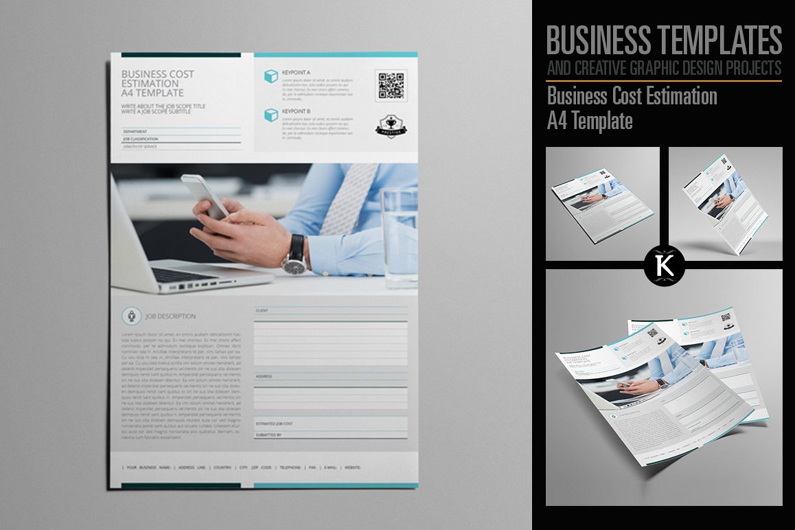 Business Cost Estimation A4 Template example image 1
