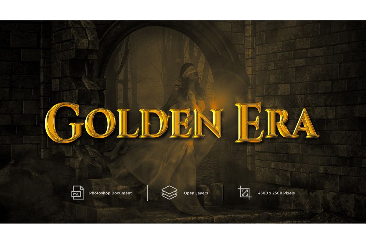 Golden Era Text Effect Design Photoshop Layer Style Effect example image 1