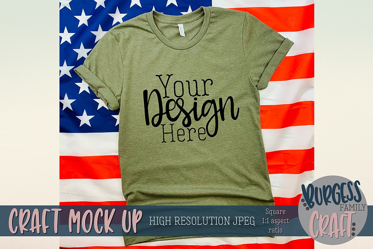 Patriotic USA green shirt Craft mock up | High Res JPG example image 1