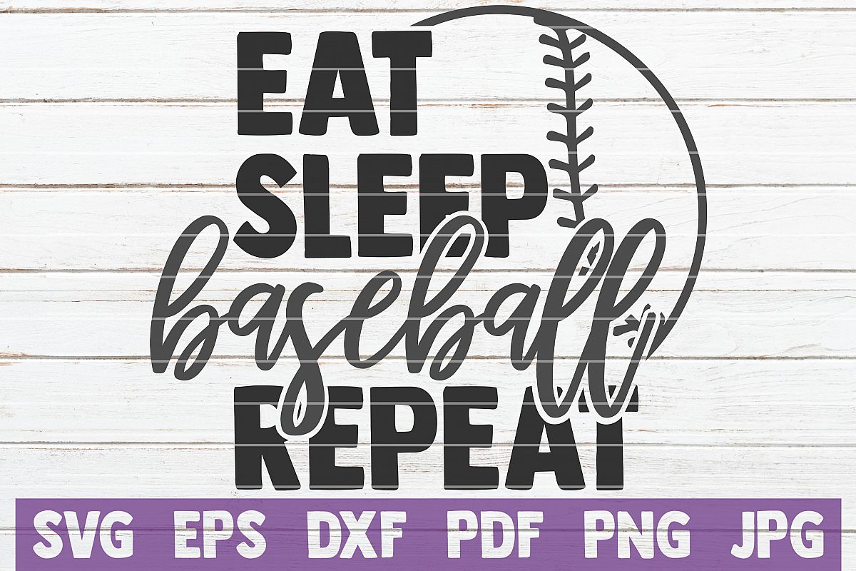 Eat Sleep Baseball Repeat SVG Cut File | commercial use example image 1