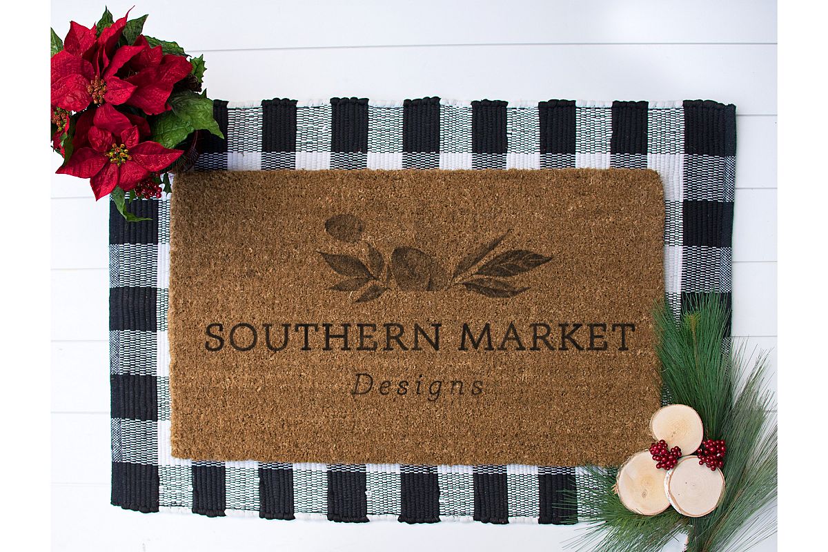 Christmas Blank Door Mat Mock Up Photo Stock Photography example image 1