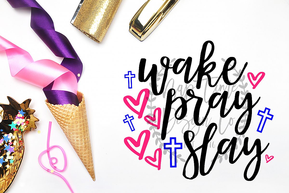 Wake Pray Slay SVG example image 1