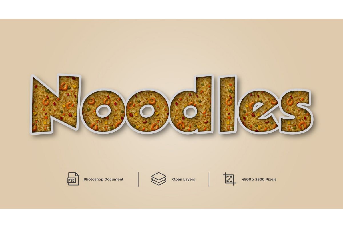 Noodles Text Effect Design Photoshop Layer Style Effect example image 1