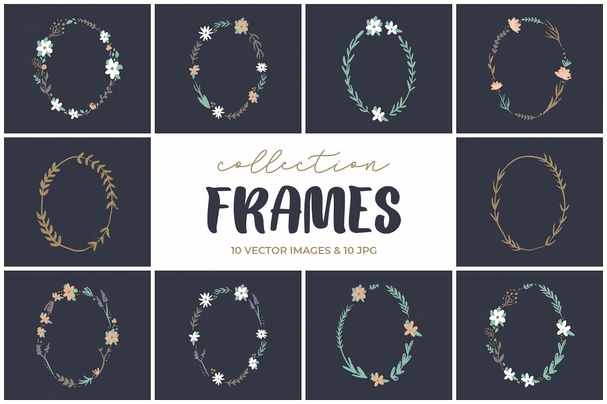 Wedding clip art floral frames, vector graphics example image 1