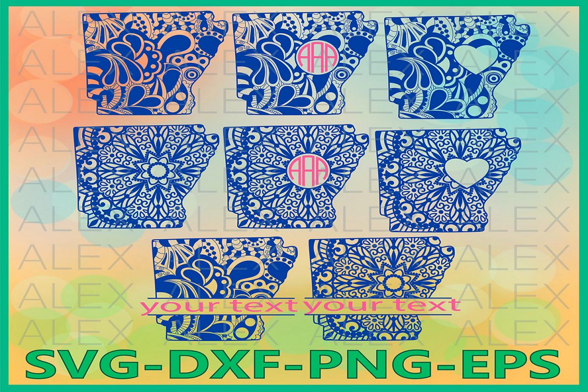 Arkansas State SVG, Arkansas Mandala SVG, Zentangle svg example image 1