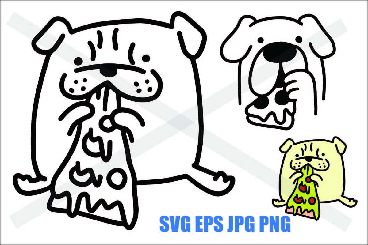 Dog Eating Pizza- SVG-EPS-JPG-PNG example image 1