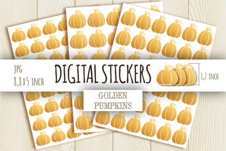 Gold pumpkin digital stickers example image 1