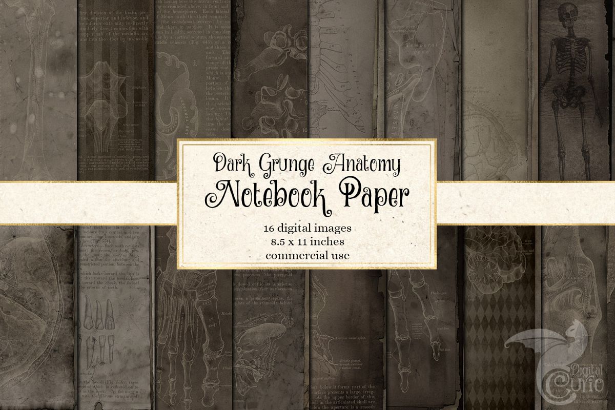 Dark Grunge Anatomy Notebook Paper example image 1