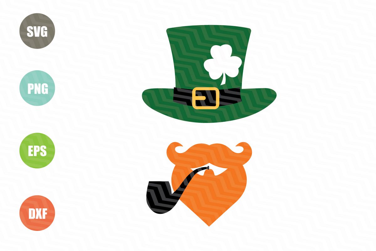 Beard and Hat St Patricks SVG Cut File example image 1