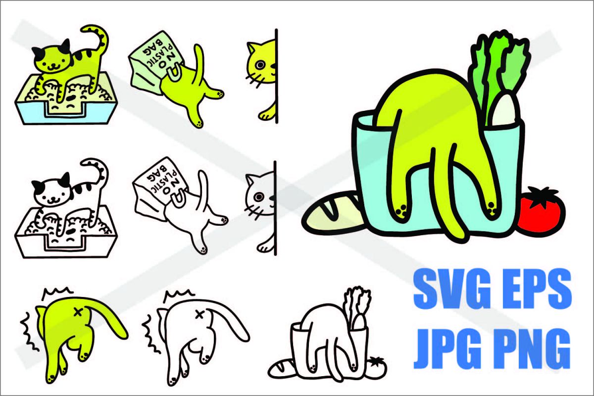 Cat in Action - SVG EPS JPG PNG example image 1