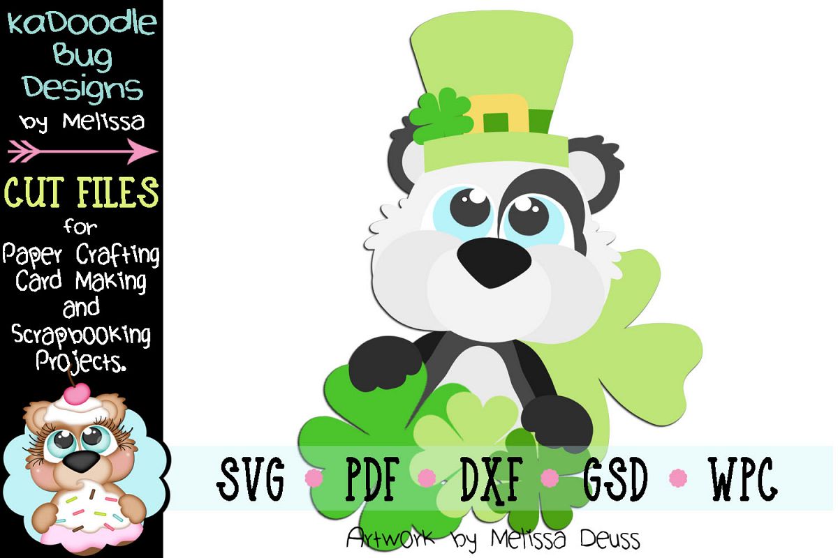 Clover Panda Bear Peeker Cut File - SVG PDF DXF GSD WPC example image 1