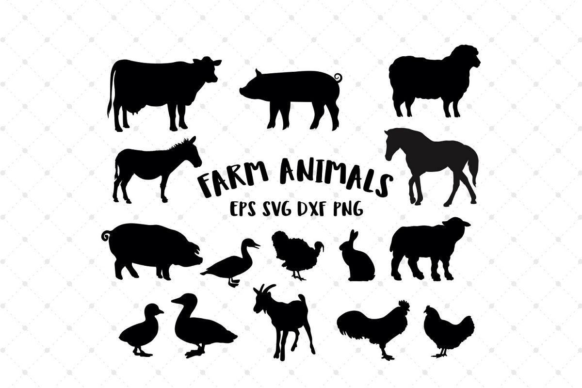 Farm Animals Silhouettes SVG Cut Files (87270) | Cut Files ...