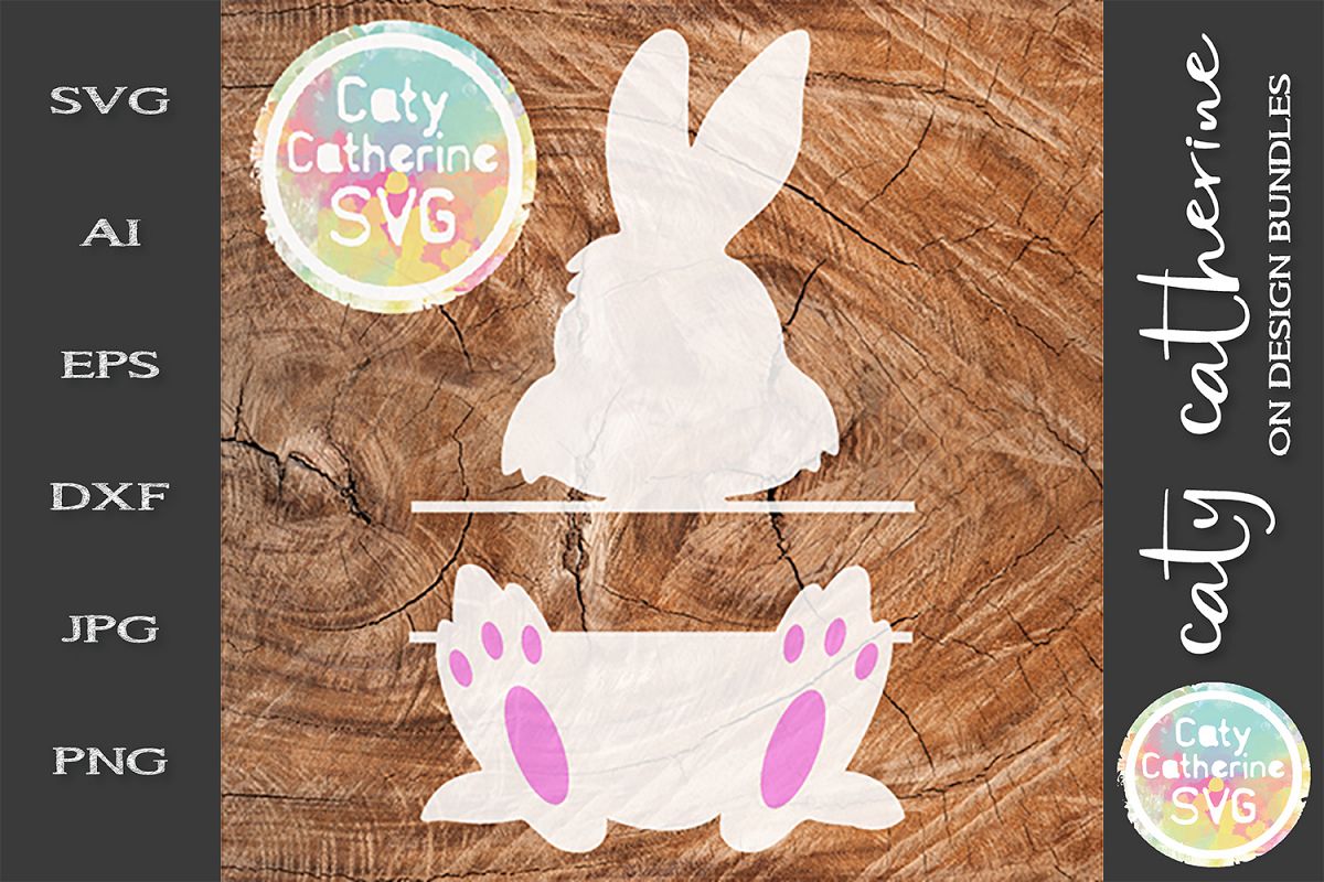 Easter Bunny Split Monogram SVG Cut File example image 1