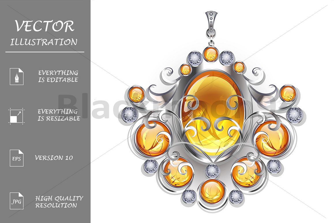 Silver Pendant with Amber example image 1