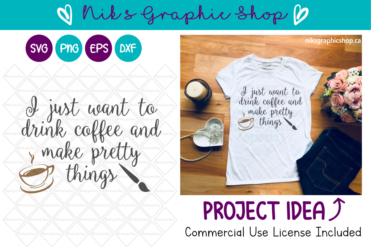 Coffee Svg, Pretty Things Svg, Coffee Cut Files, Drink Svg example image 1