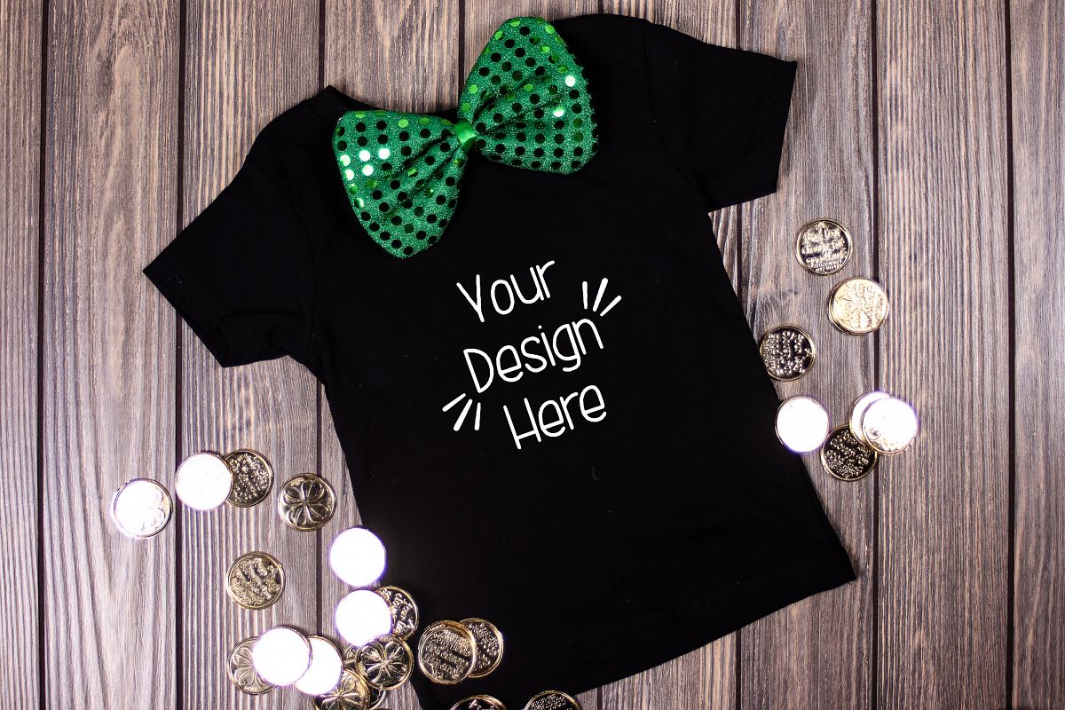 March Toddler Shirt Mockup Black| St Patricks Day Shirt example image 1