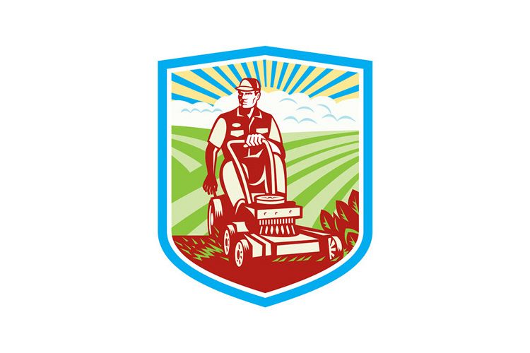 Ride On Lawn Mower Vintage Shield Retro example image 1