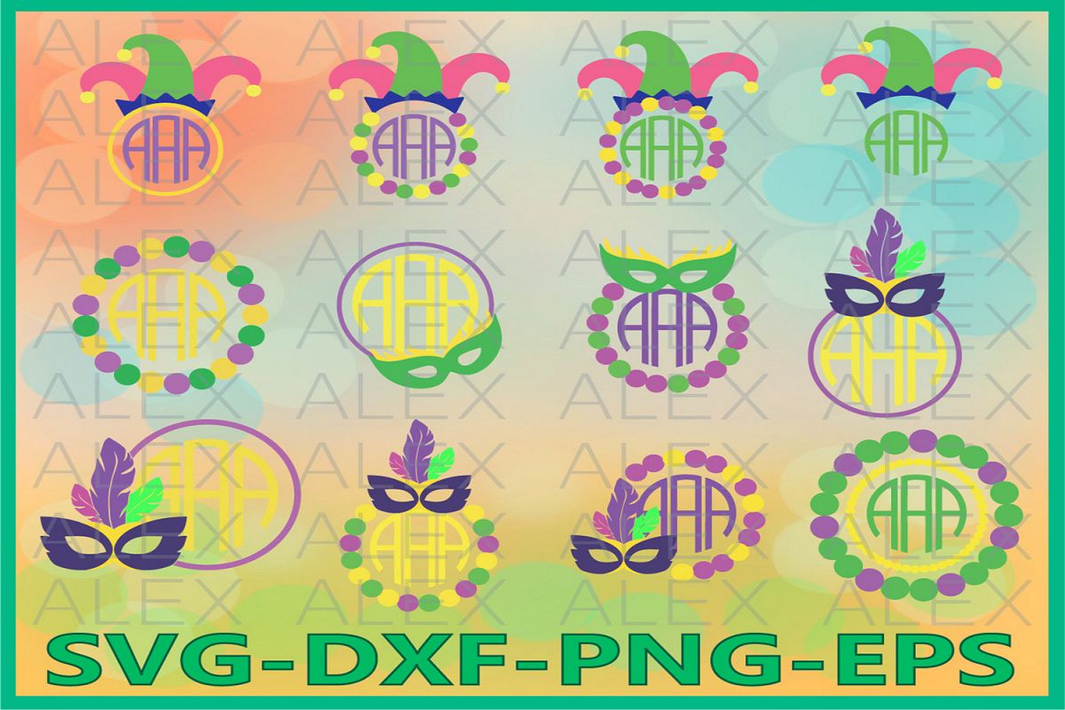 Mardi Gras SVG, Mardi Gras Monogram Frame Files svg example image 1