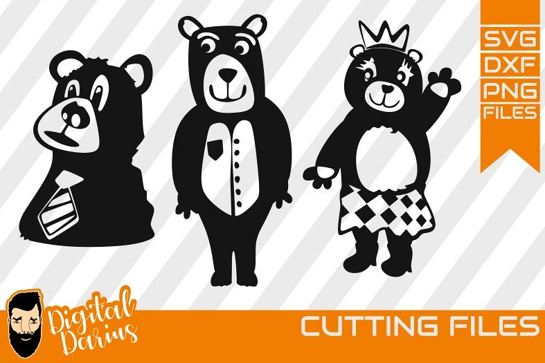 3x Sweet Bear svg, Bear in crown svg, tie, Mama Bear svg example image 1