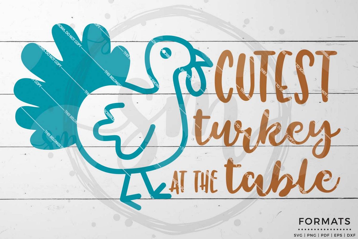 Cutest Turkey at the Table SVG - Thanksgiving svg example image 1