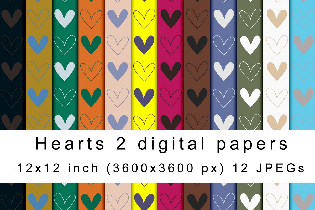Hearts 2 digital papers example image 1