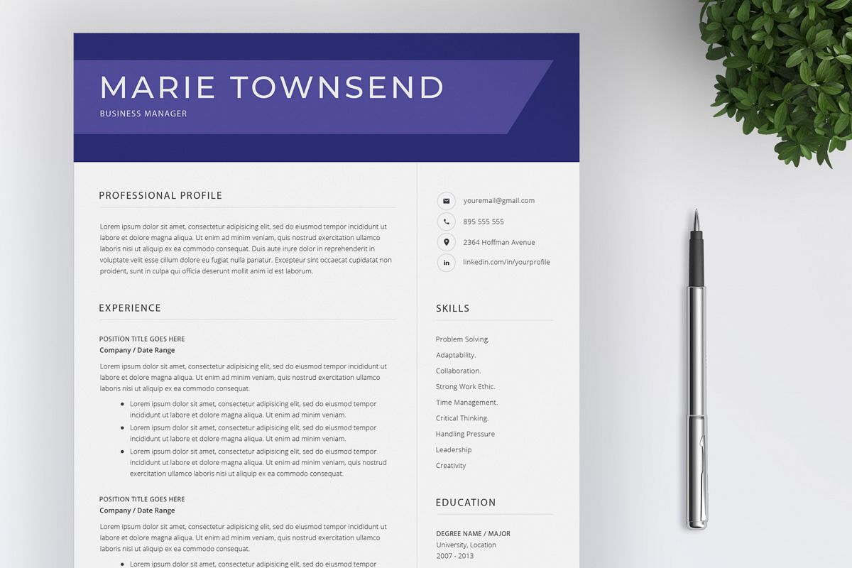 Resume Template and Cover Letter / 4 Pages example image 1