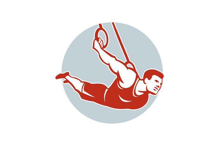 Crossfit Athlete Muscle-Up Gymnastics Ring Retro example image 1