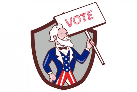 Uncle Sam American Placard Vote Crest Cartoon example image 1