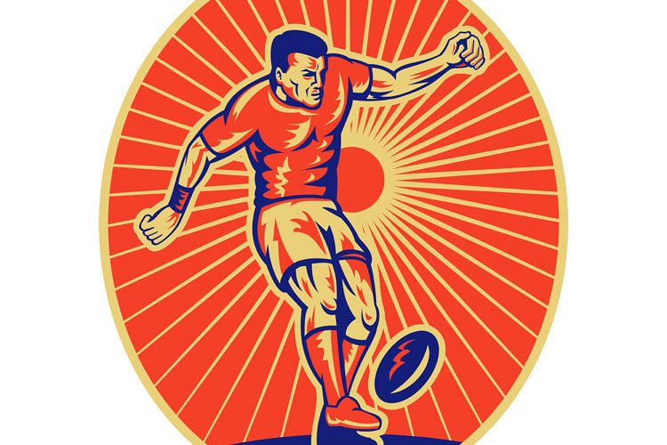 rugby player kicking the ball example image 1