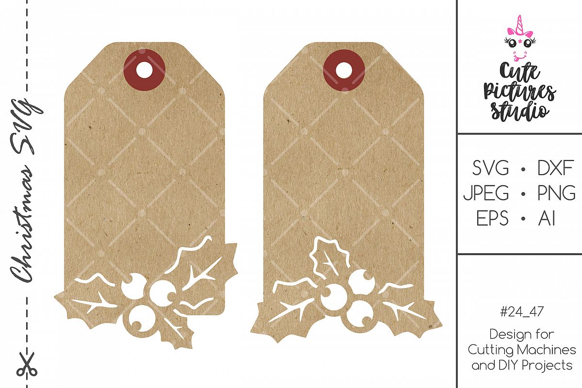 Christmas Holly Gift Tag SVG Bundle cut file for Silhouette (385629