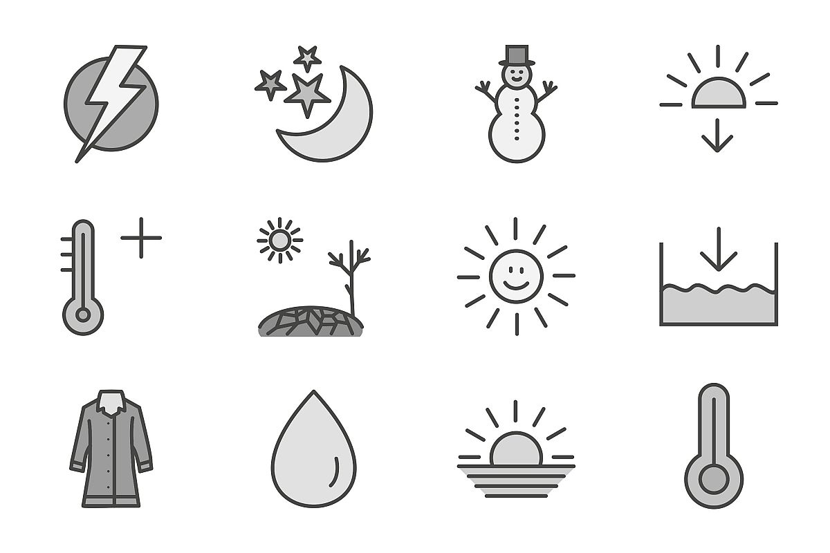 Set Of Weather And Season Icons example image 1