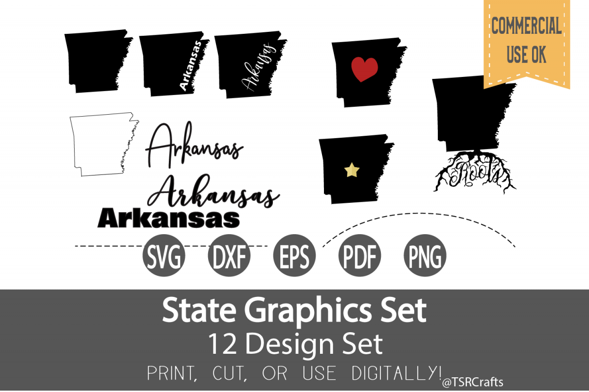Arkansas State Graphics Set - Clip Art and Digital Cut files example image 1
