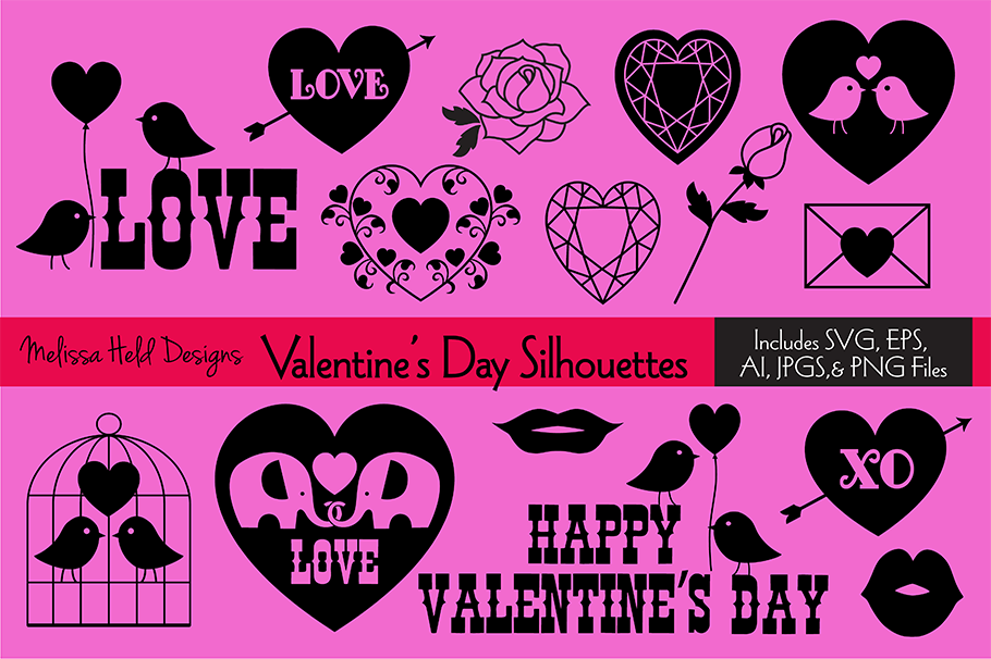 SVG Valentine's Day Silhouettes example image 1