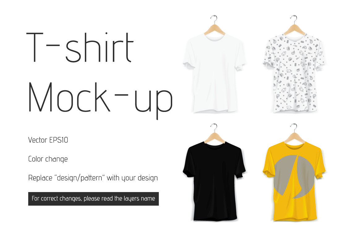 Download Vector T-shirt Mock-up Mockup Template (115393) | Objects | Design Bundles