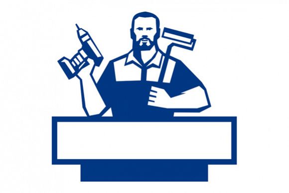 Handyman Bearded Cordless Drill Paintroller Retro example image 1