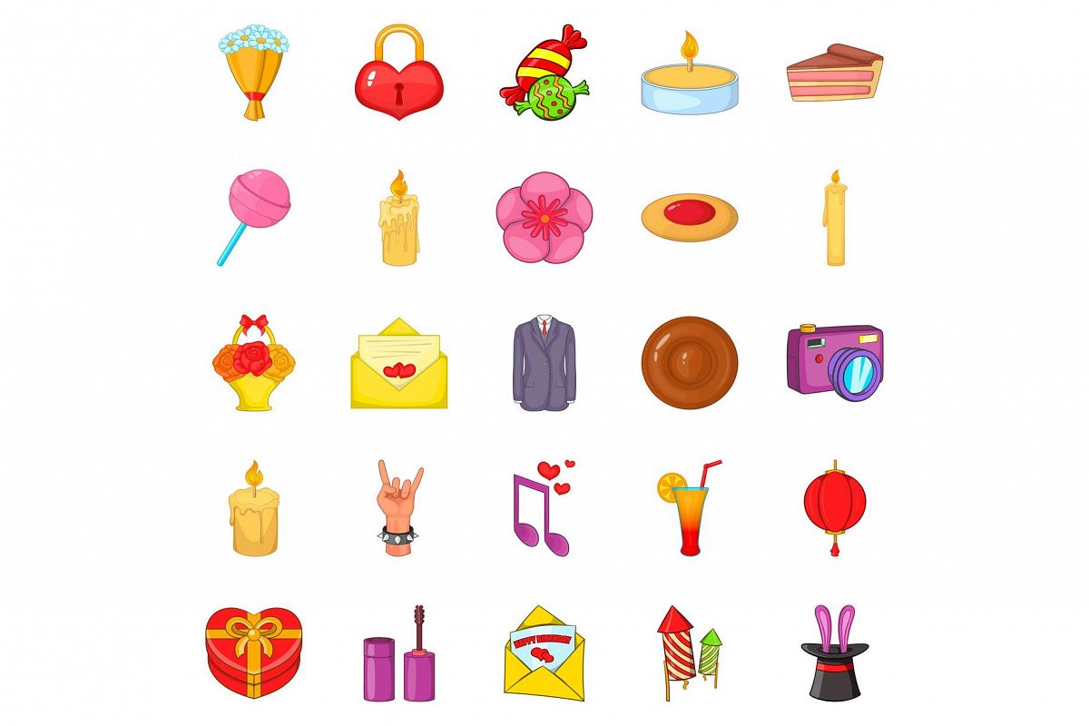 Revels icons set, cartoon style example image 1