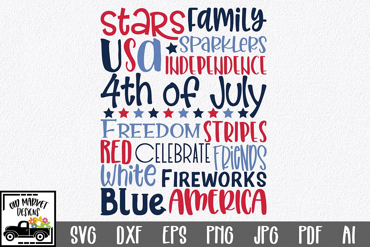 4th of July Subway Art SVG Cut File example image 1