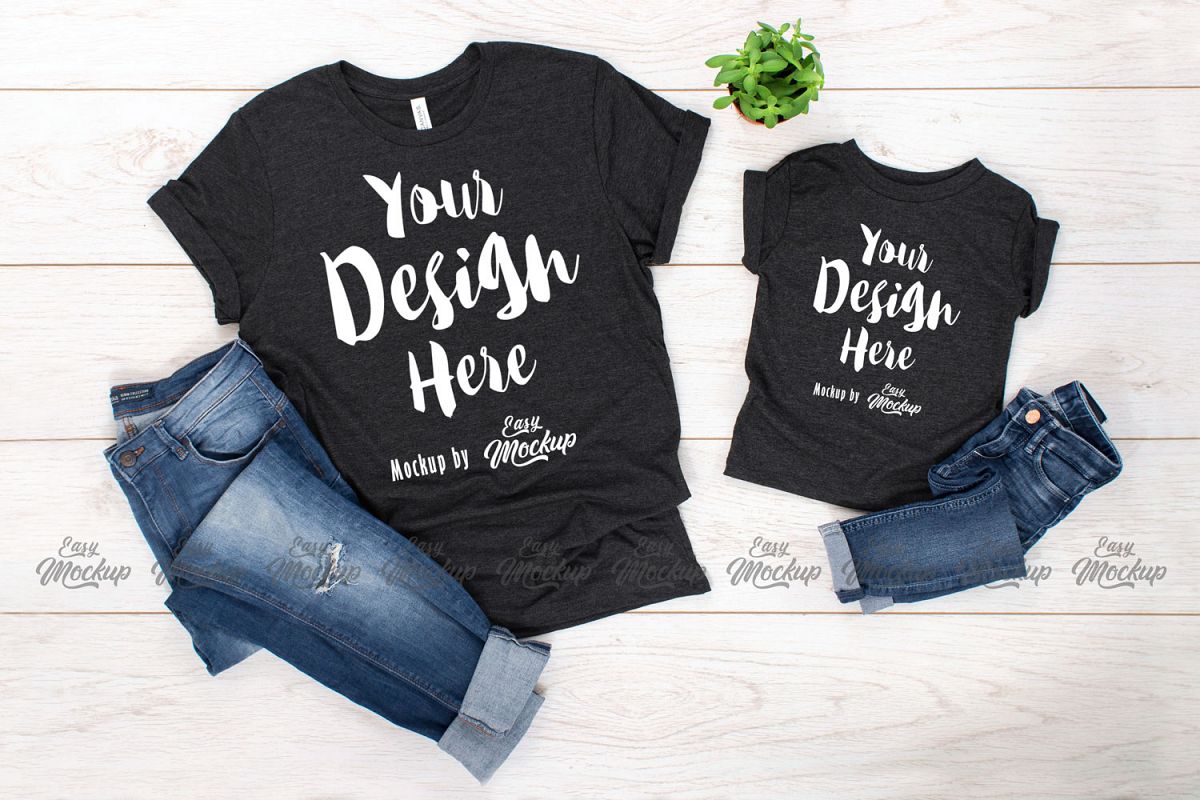 Dark Grey Heather Bella Canvas 3001 3001T MockUp example image 1