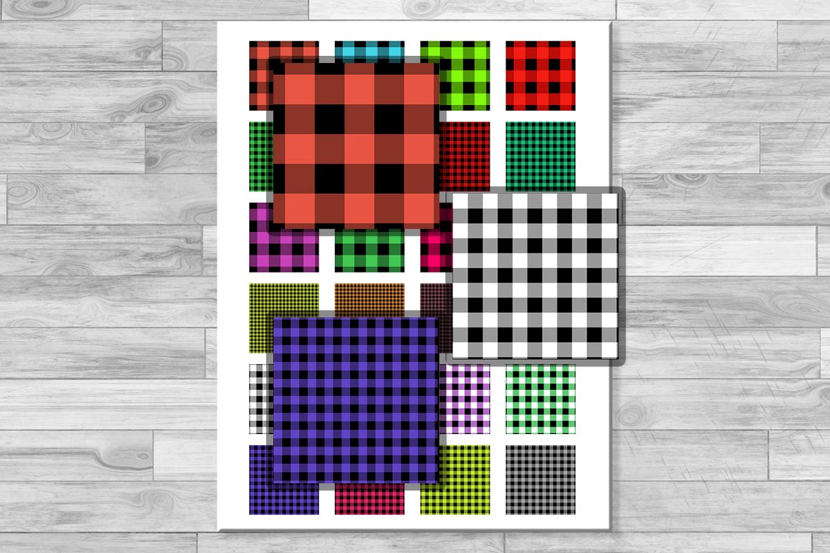 Buffalo Plaid Set,Collage Sheets, Rustic,1.5x1.5inch,1x1inch example image 1