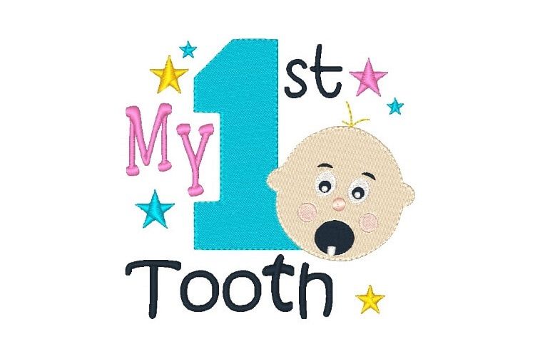 My First Tooth Embroidery Design Baby Embroidery example image 1