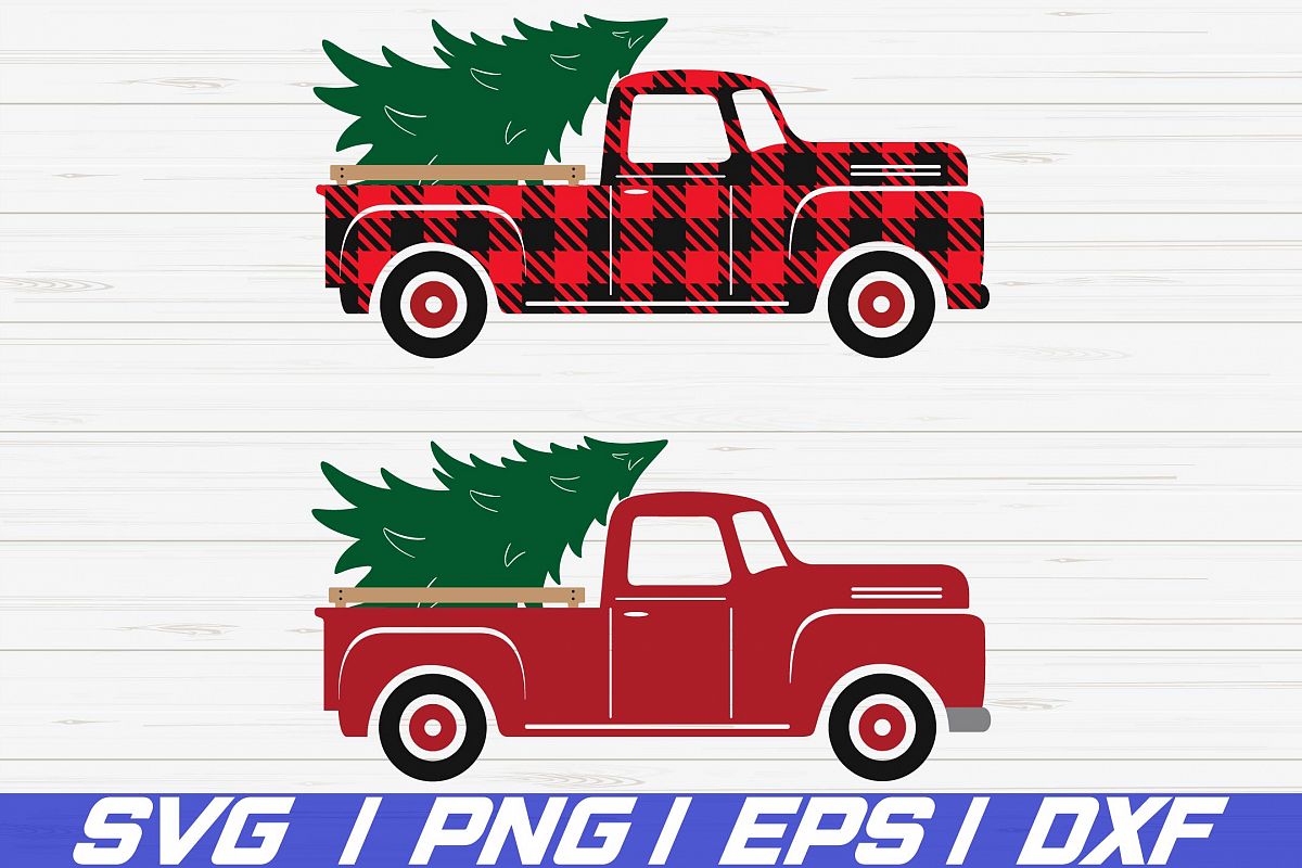 Christmas truck tree SVG / Cricut / Cut File / Silhouette example image 1