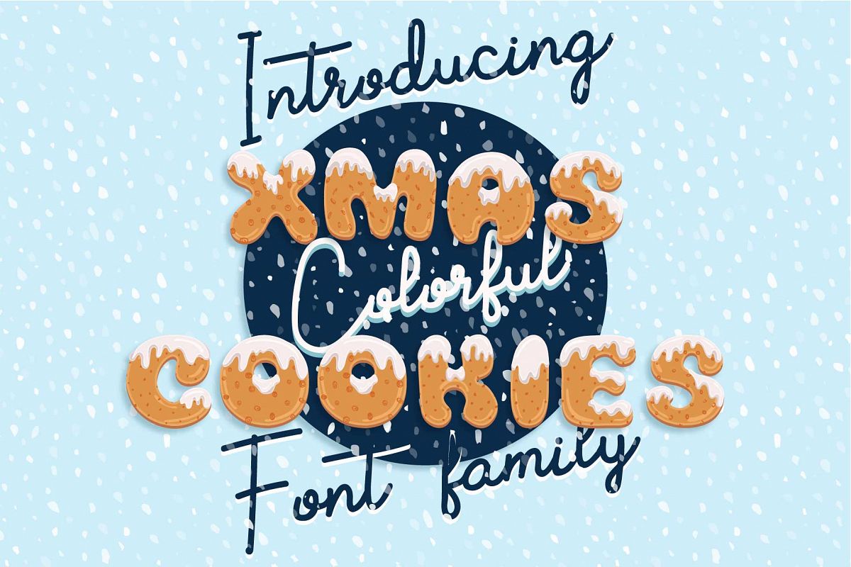 Xmas cartoon cookie font family example image 1