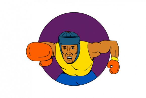 Amateur Boxer Punching Circle Drawing example image 1