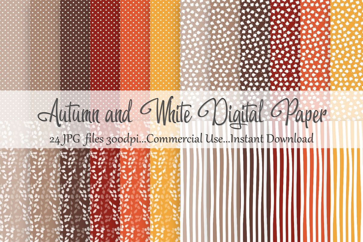 Autumn Fall White Digital Paper example image 1