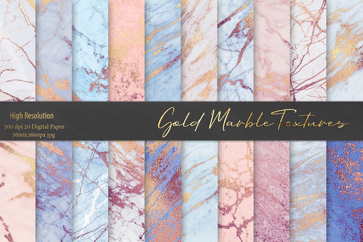Rose and Blue Gold Marble Textures example image 1